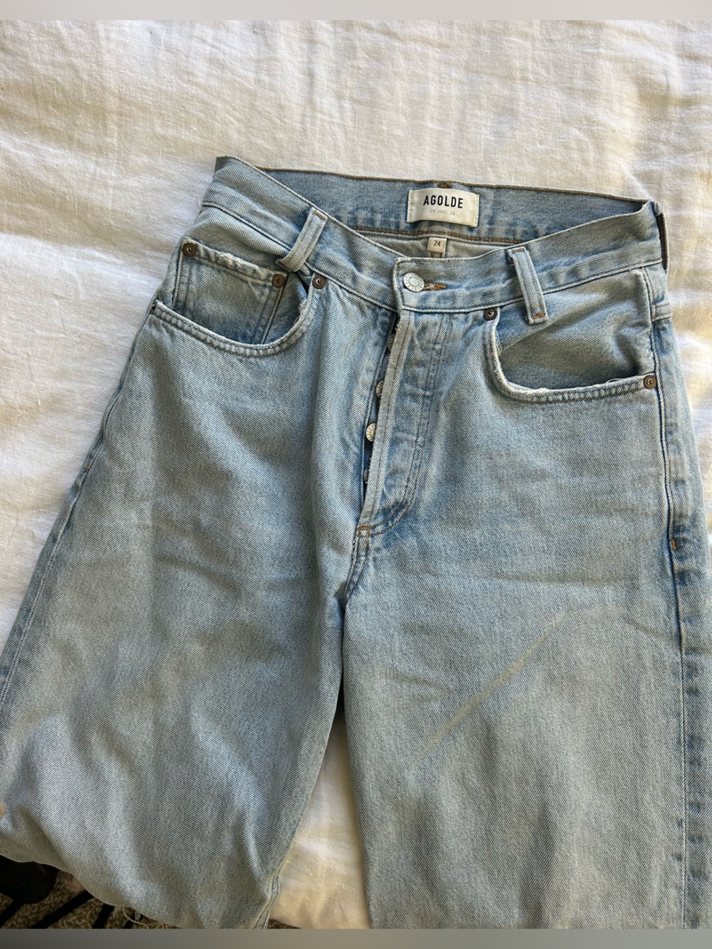 Agolde Light Wash High-Rise Straight Jeans